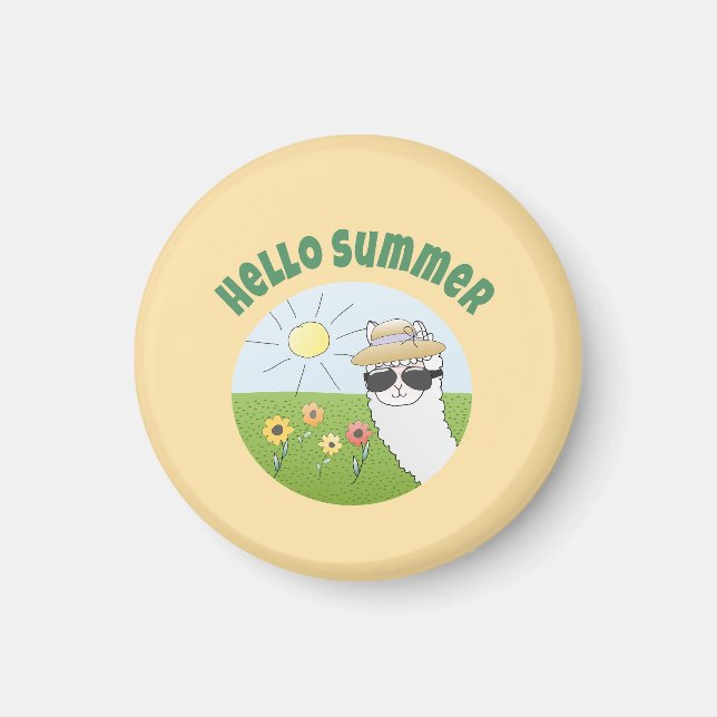 Alpaka-Party Hello Summer Alpaca partytime Magnet (Framsidan)