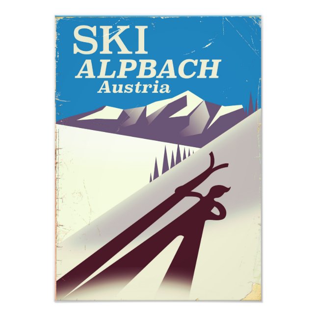 Alpbach Österrikisk skidreseposter Fototryck (Framsidan)