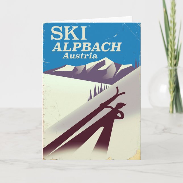 Alpbach österrikisk skidreseposter kort (Framsida)