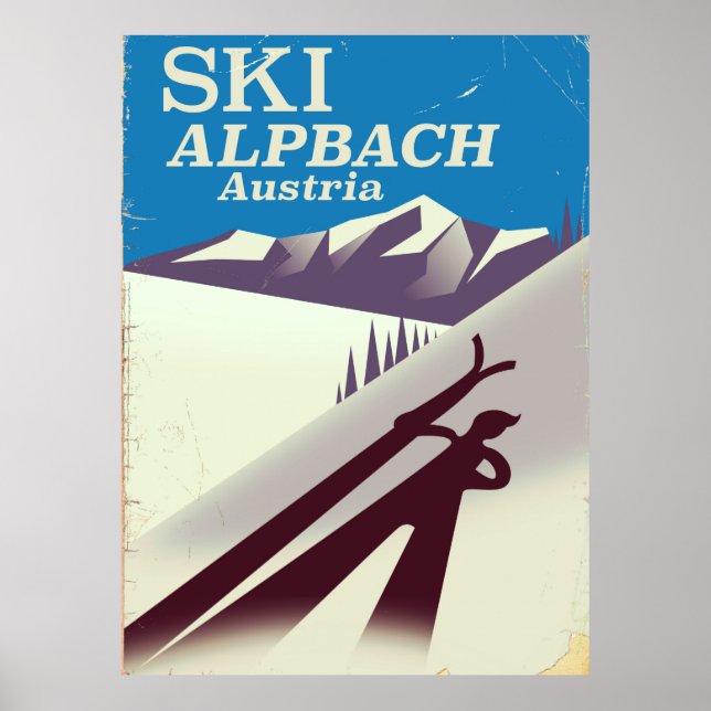 Alpbach österrikisk skidresor affisch (Framsidan)