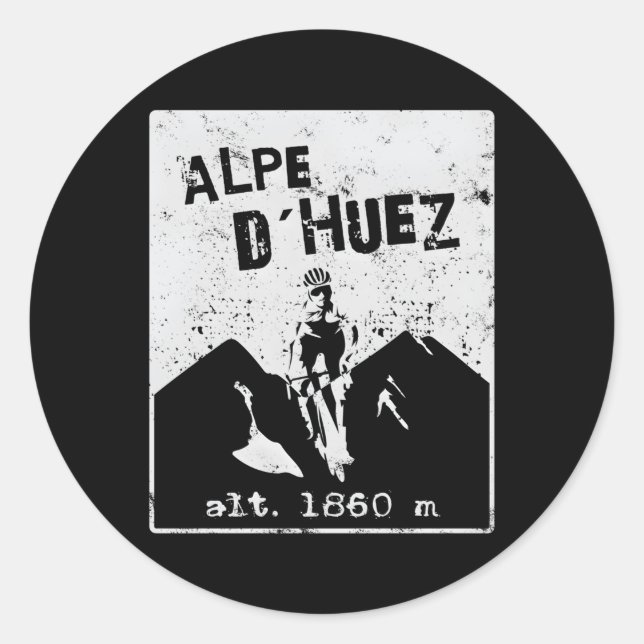 Alpe D'Huez Cycling Bike Runt Klistermärke (Framsida)