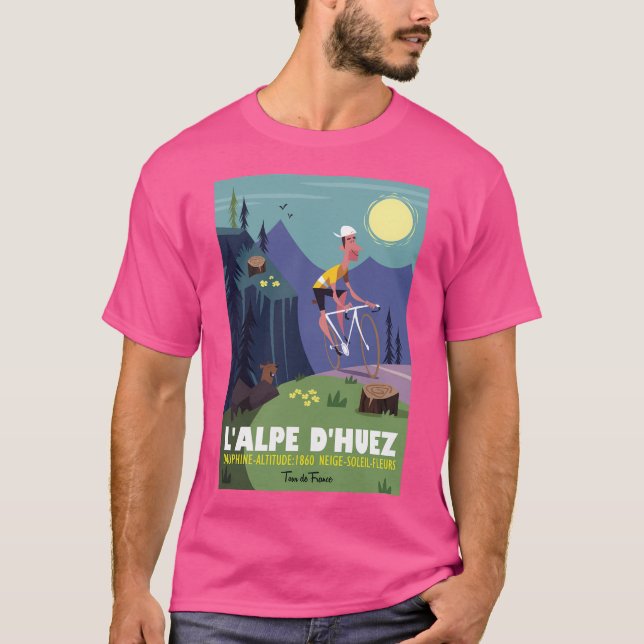 Alpe D'Huez Cycling Poster T Shirt (Framsida)