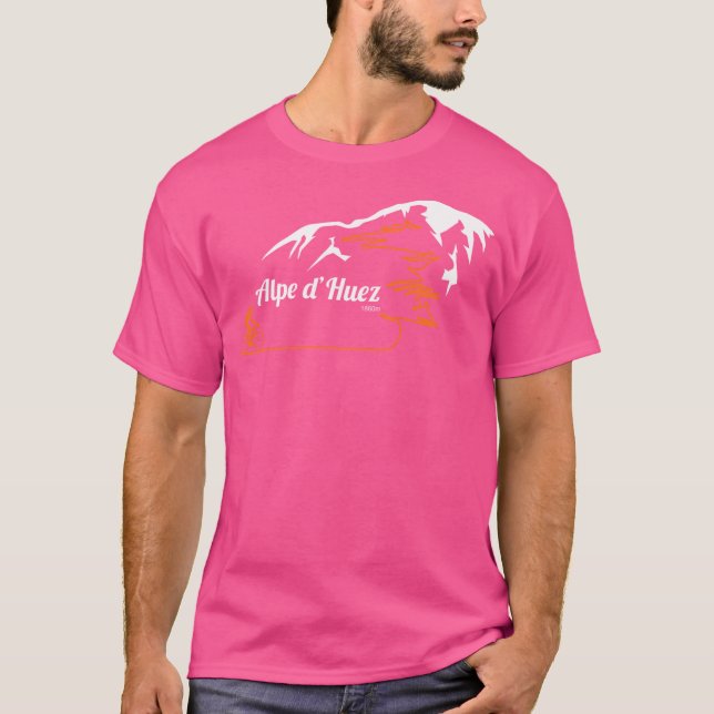 Alpe D'Huez Cycling Print T Shirt (Framsida)