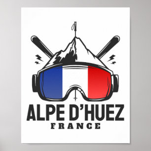 Alpe D'huez Frankrike Skidort Retro Skidåkning Poster