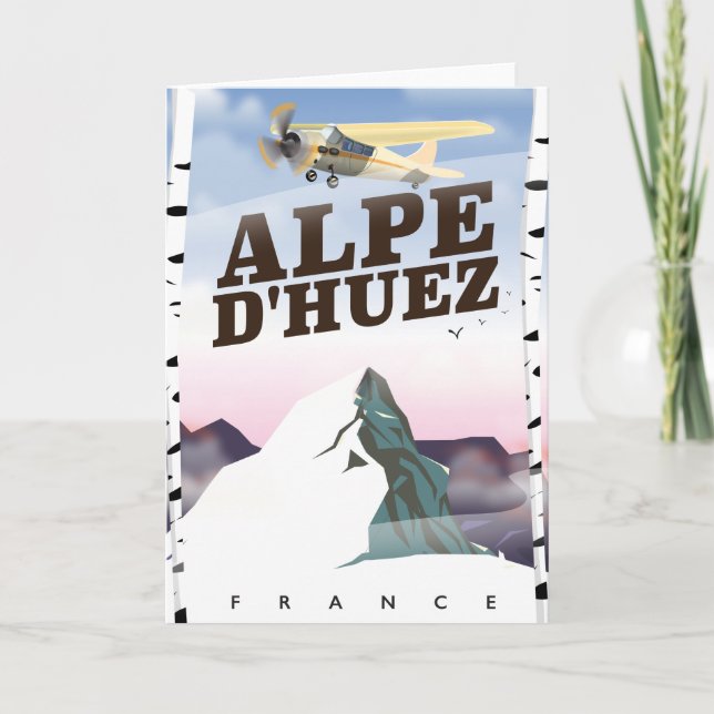Alpe d'Huez, Frankrike skidresor affisch Helgkort (Framsida)