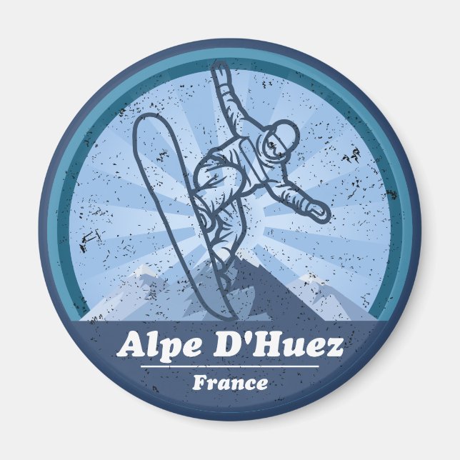 Alpe d'Huez Station de ski - Snowboard Magnet (Framsidan)
