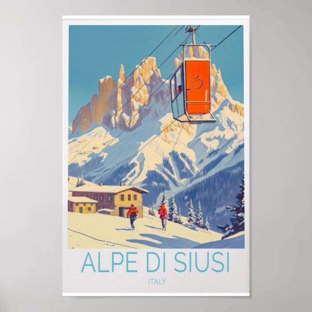 Alpe di Siusi Italien Travel Poster - Scenia Itali (Framsidan)