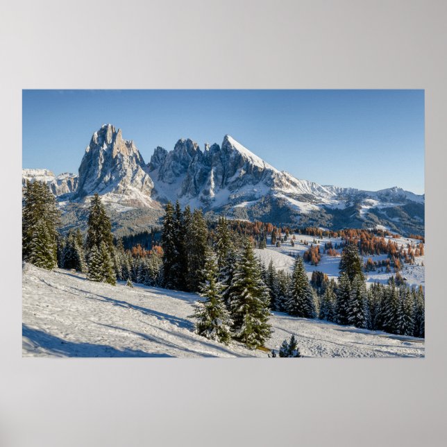 Alpe di Siusi vinterlandskapsaffisch Poster (Framsidan)