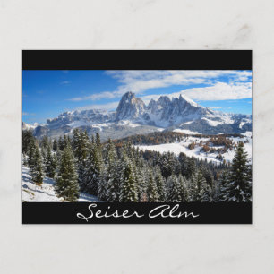Alpe di Siusi (vintersvart gräns-vykort) Vykort