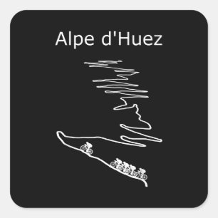 Alpe Huez in Frankrike Cycling Design Manar Fyrkantigt Klistermärke