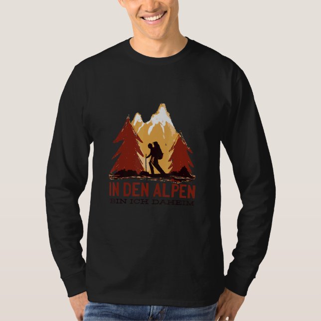 Alpen Alpenliebe Mountaintainering Hiking i A T Shirt (Framsida)