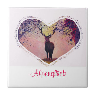 Alpenglück Hirsch Glasuntersetzer Kakelplatta