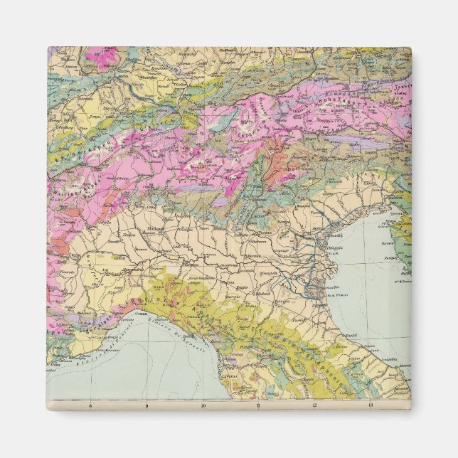 Alpenlander - Atlas Karta vid Alpernorna Magnet (Framsidan)