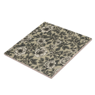 Alpenrose blommigt vintage mönster kakelplatta