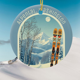 Alpental Washington skidminne Julgransprydnad Keramik