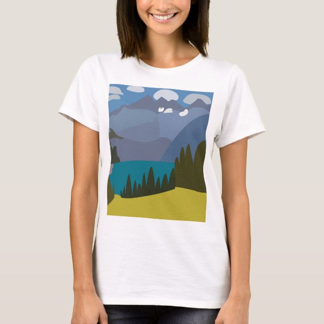 Alperna Bergsjön Vandring T Shirt (Framsida)