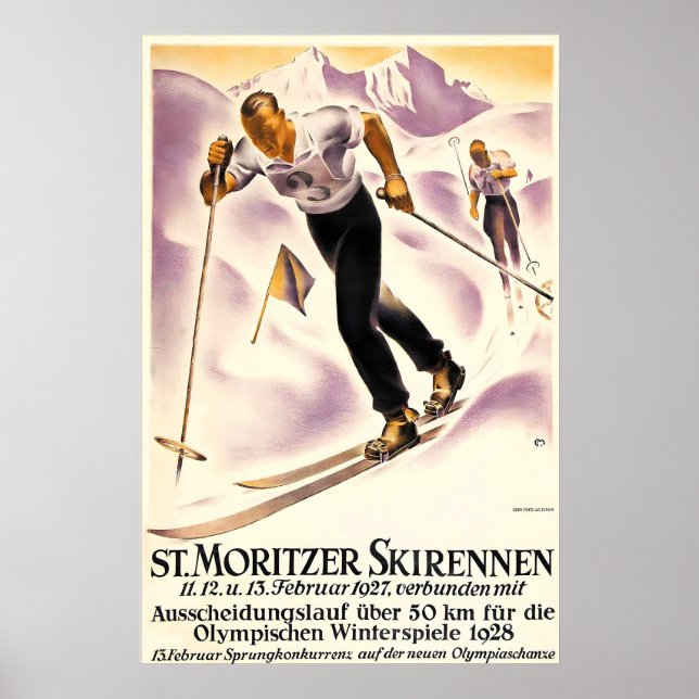 Alperna Längdskidor Saint Moritz Poster (Framsidan)