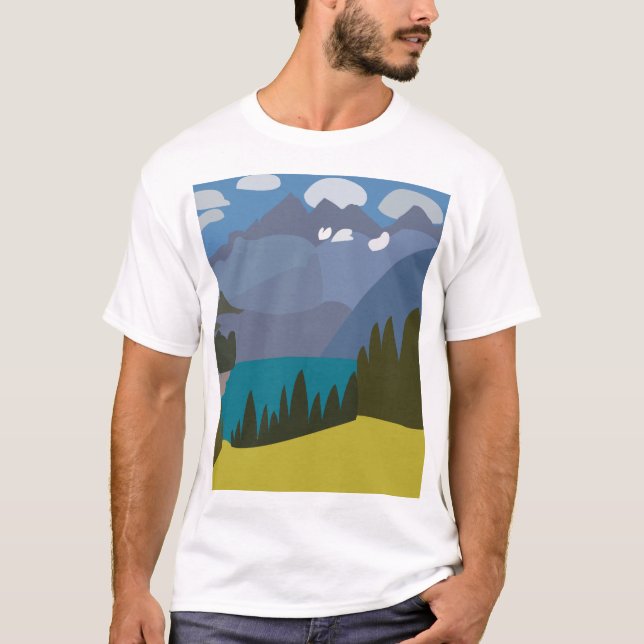 Alperna Mountain Sjö Hiking T Shirt (Framsida)