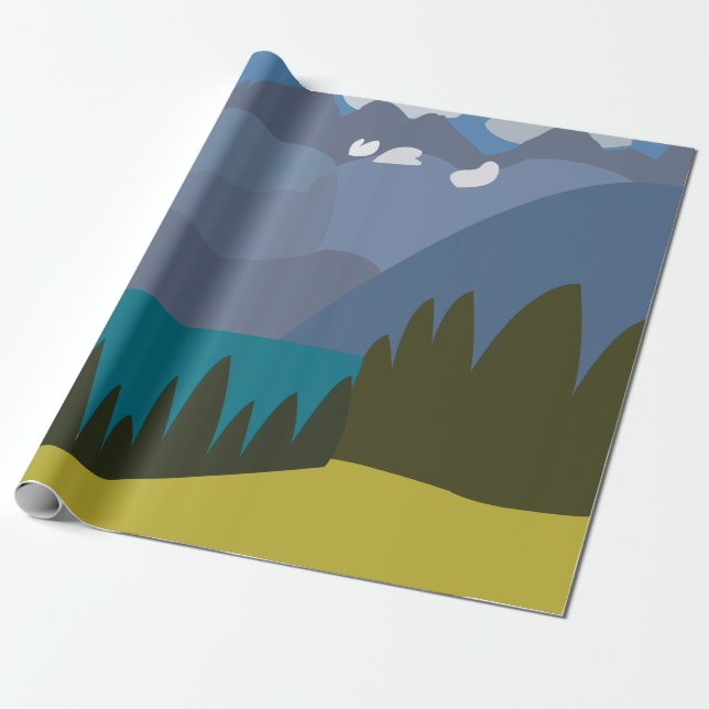 Alperna Mountain Sjö Presentpapper (Utrullad)