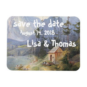 Alperna Sjö Cabin Boat Spara Date Magnet