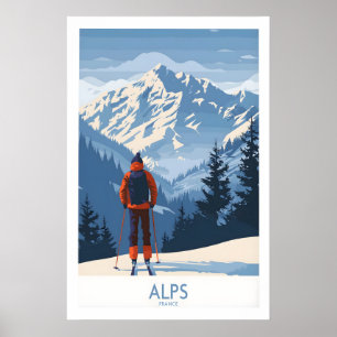 Alperna skidtryck - Frankrike 1 Poster