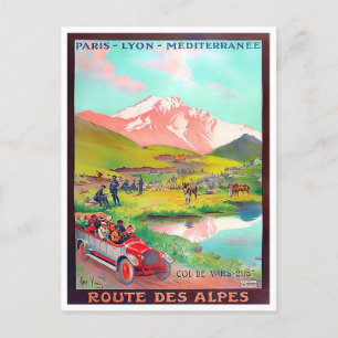 Alperna Tour Frankrike vintage resor Vykort
