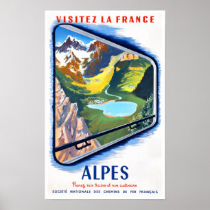 Alpernor efter tåg Frankrike vintage resor Poster