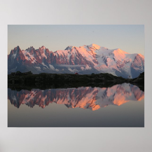 Alpernor för solnedgång i Fransken Lac de Cheserys Poster (Framsidan)