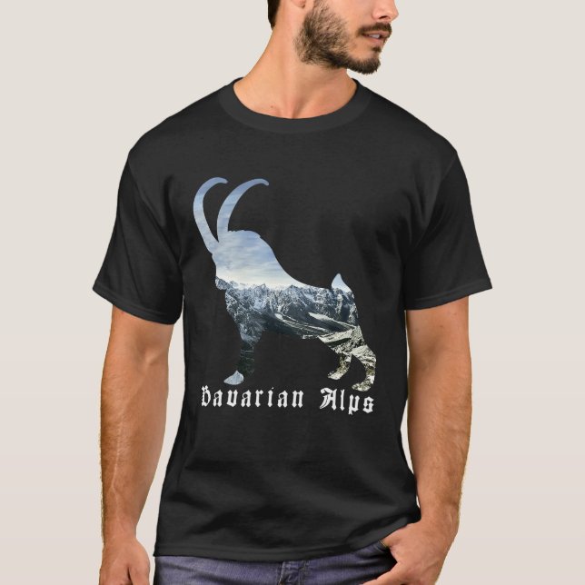 Alpernorna Alpine Ibex Vild Goat Silhouette Mou T Shirt (Framsida)