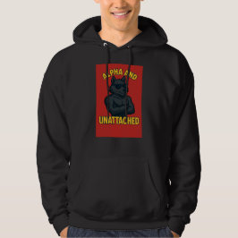 Alpha and Unattached | Funny Wolf Cartoon Hoodie