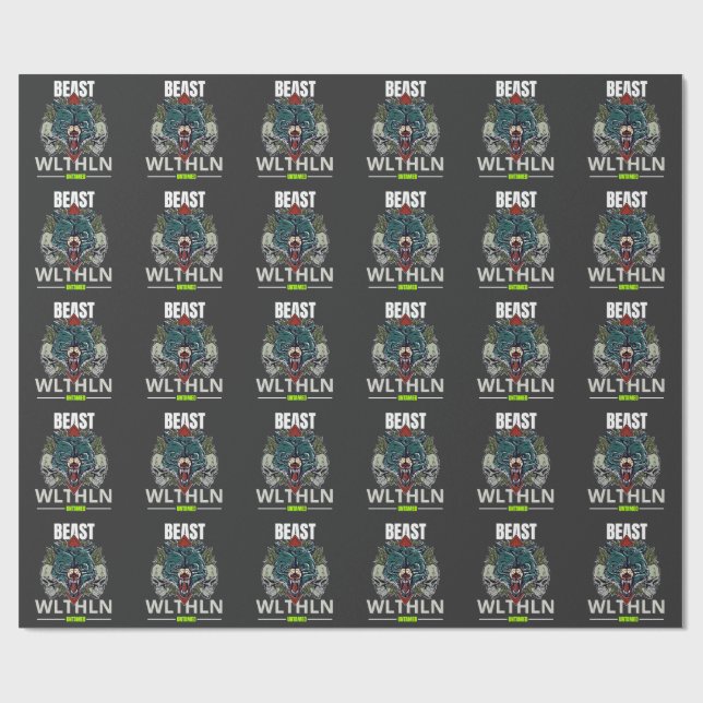 Alpha Beast _ Untamed Wolf Streetwear Fearless  Presentpapper (Platt)