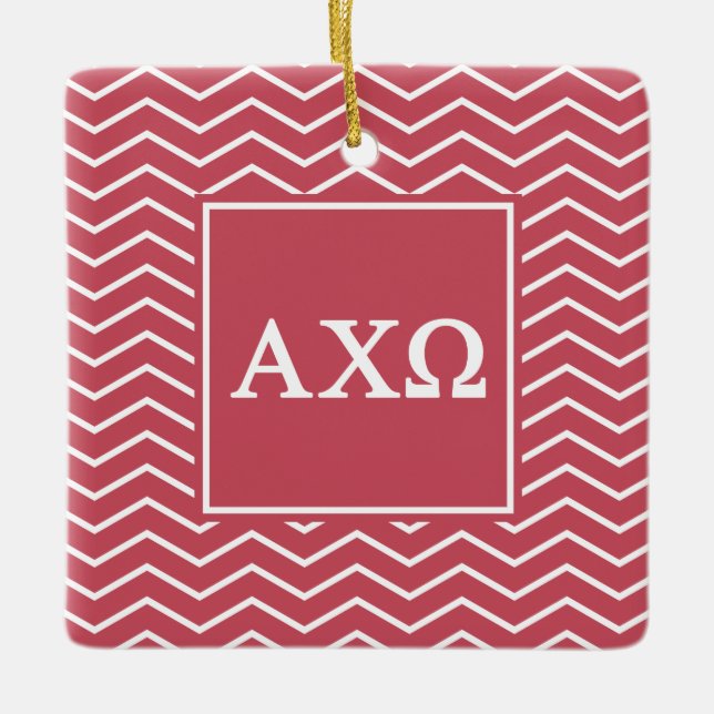 Alpha Chi Omega | Chevron-mönster Julgransprydnad Keramik (Framsida)