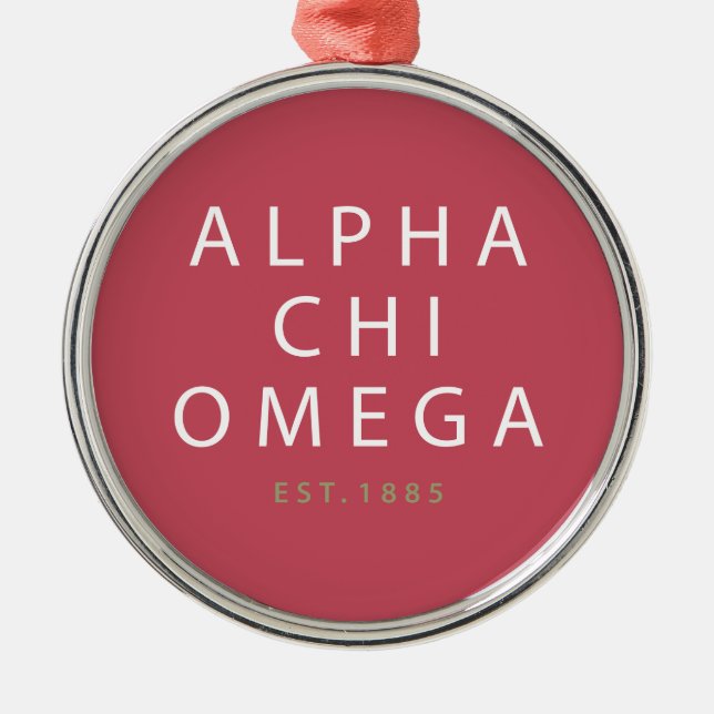 Alpha Chi Omega| Est.1885 Julgransprydnad Metall (Framsidan)
