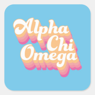 Alpha Chi Omega  Groovy-skript Fyrkantigt Klistermärke