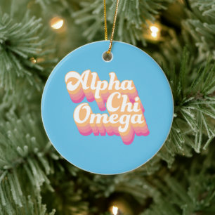 Alpha Chi Omega Groovy-skript Julgransprydnad Keramik