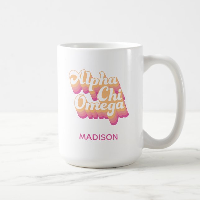 Alpha Chi Omega| Groovy-skript Kaffemugg (Höger)