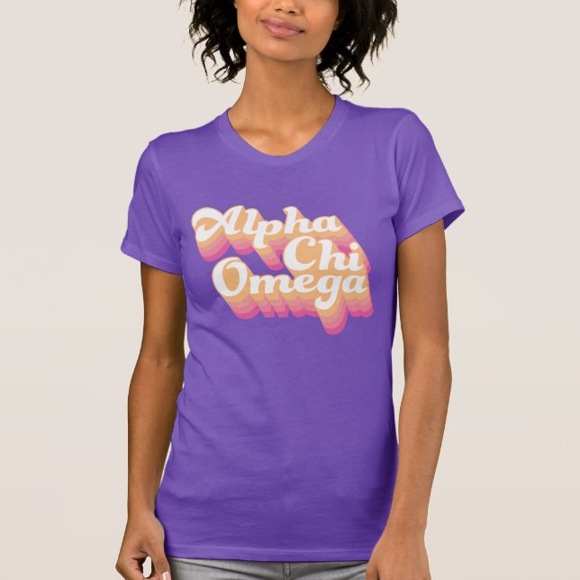 Alpha Chi Omega| Groovy-skript T Shirt (Framsida)