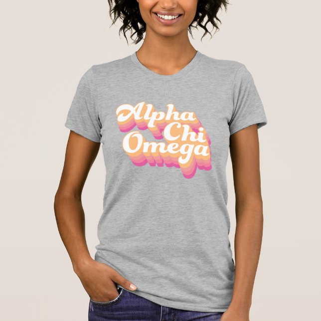 Alpha Chi Omega | Groovy stil T Shirt (Framsida)