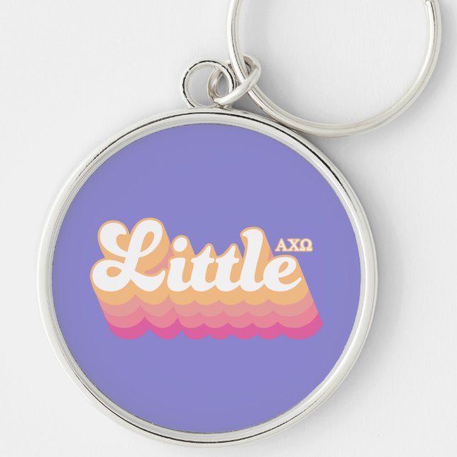 Alpha Chi Omega | Lilla Rund Silverfärgad Nyckelring (Framsidan)