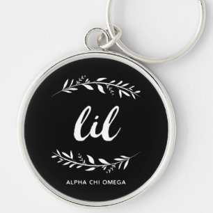 Alpha Chi Omega Liten krans Rund Silverfärgad Nyckelring