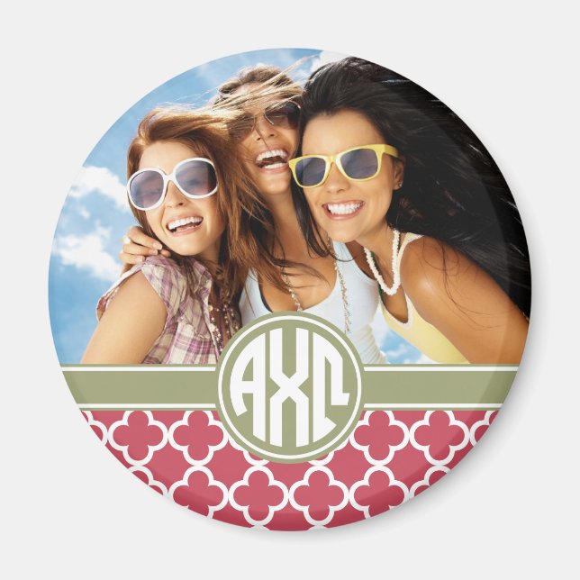 Alpha Chi Omega | Monogram och foto Magnet (Framsidan)