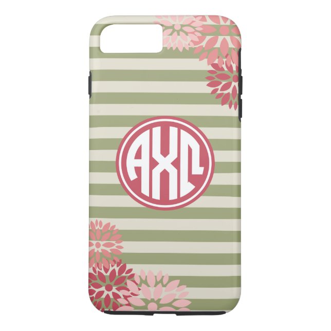 Alpha Chi Omega | Monogram Rand Mönster Case-Mate iPhone Skal (Baksida)