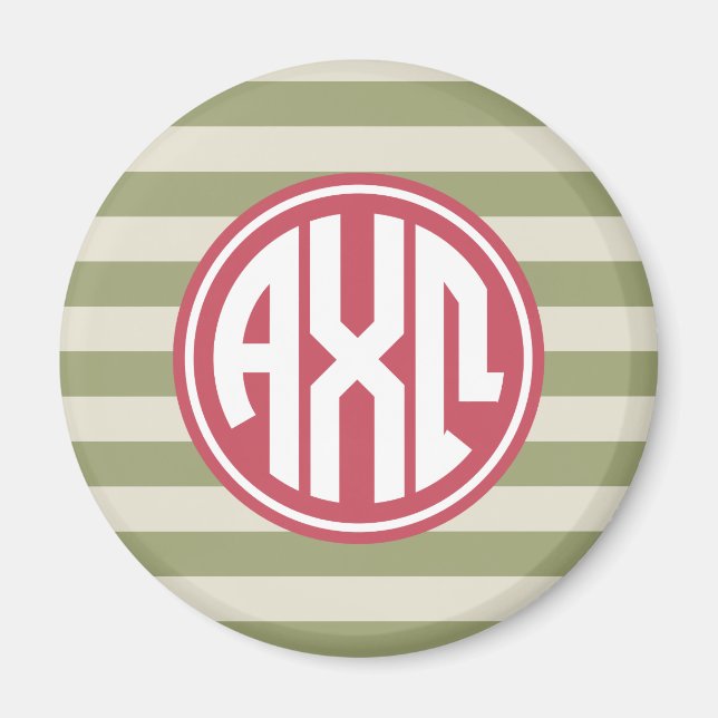 Alpha Chi Omega | Monogram Rand Mönster Magnet (Framsidan)