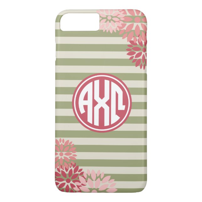 Alpha Chi Omega | Monogram Streckmönster Case-Mate iPhone Skal (Baksida)