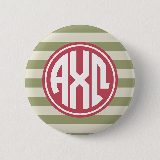 Alpha Chi Omega | Monogram Streckmönster Knapp (Framsida)