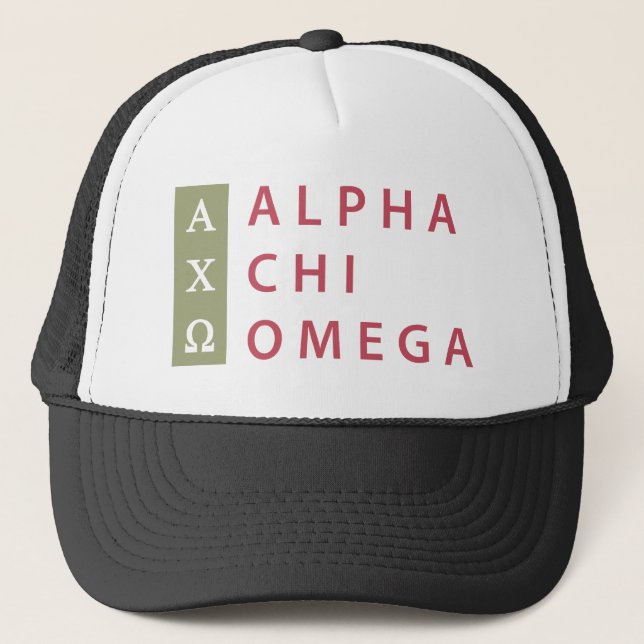 Alpha Chi Omega| Staplad Logotyp Truckerkeps (Framsida)