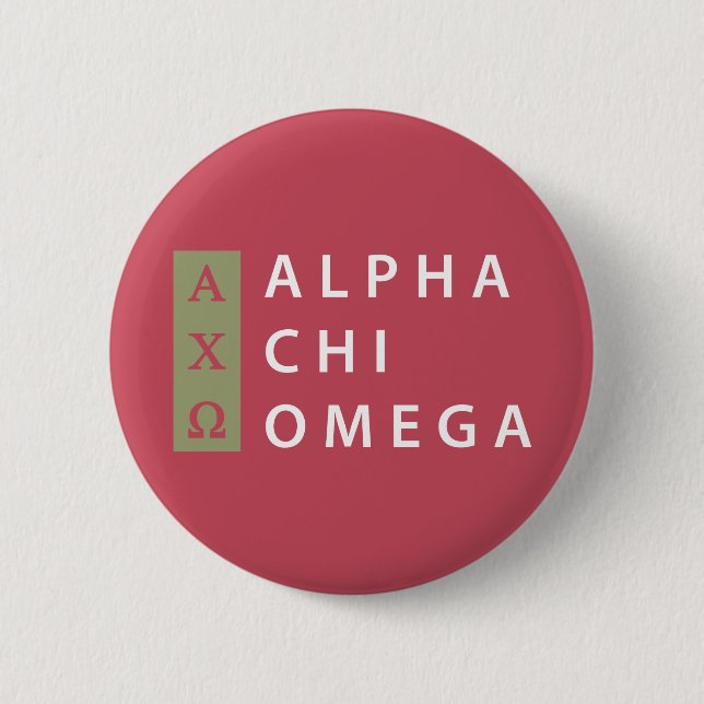 Alpha Chi Omega | Staplade Logotyp Knapp (Framsida)