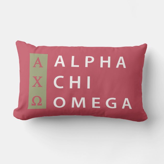 Alpha Chi Omega | Staplade Logotyp Lumbarkudde (Framsida)