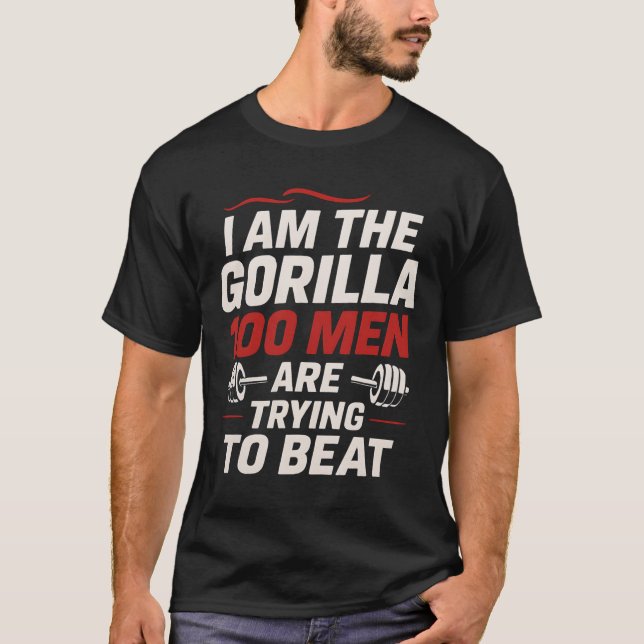 Alpha Gorilla Gym Bodybuilding Funny Bold Workout  T Shirt (Framsida)