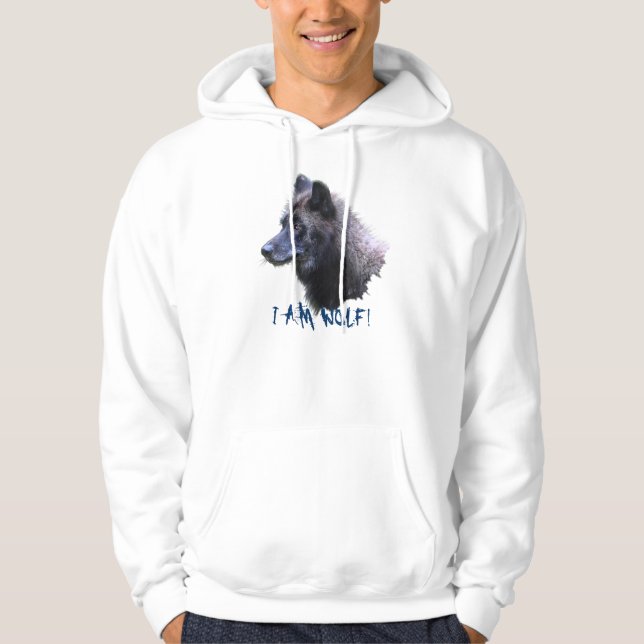 ALPHA GRÅTT VARG HEAD Wildlife Hoodie (Framsida)